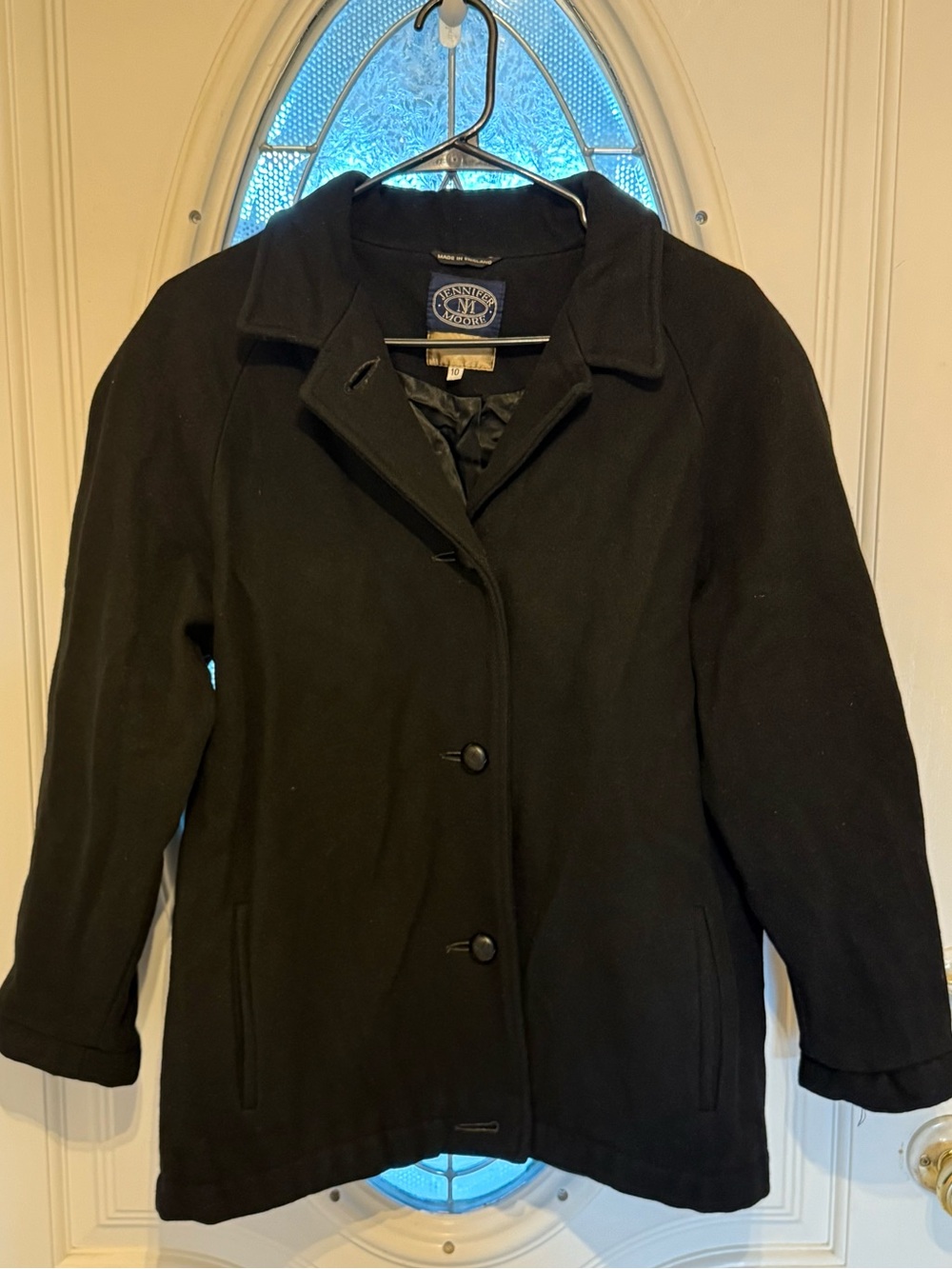 Jennifer Moore Black Pea Coat with Button Front